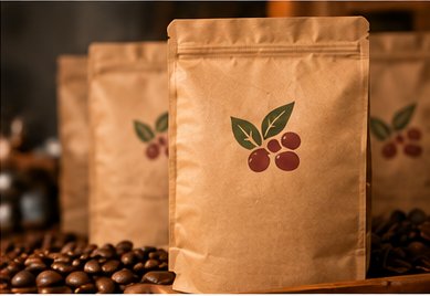 Bolsas kraft con el logo de Café del Canal